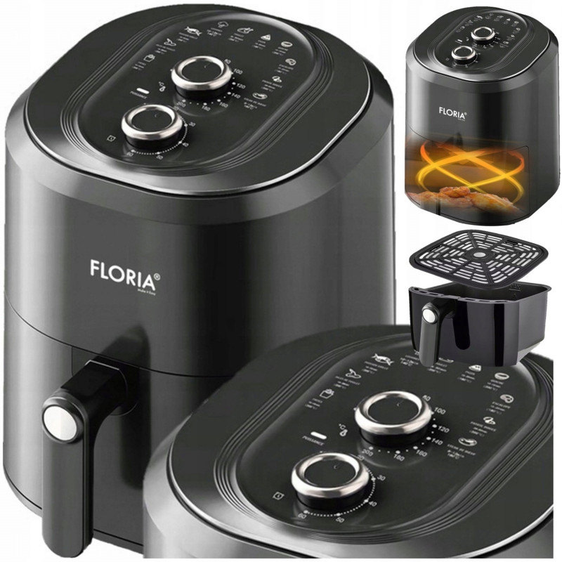 Фритюрник с горещ въздух Air Fryer Floria ZLN8009, 1360 W, 6l, 80-200C, Таймер, Черен