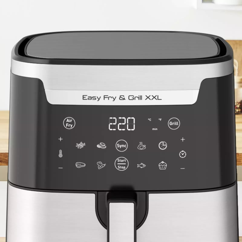 Уред за здравословно готвене Tefal EY801D15 Easy Fry & Grill XXL, 1830W, 6,5L, 8 програми, Без дим, Инокс