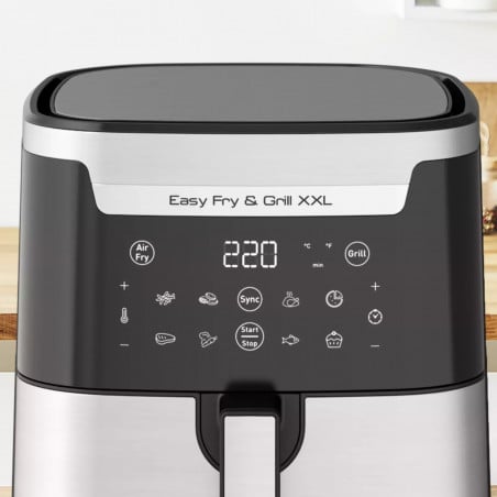 Уред за здравословно готвене Tefal EY801D15 Easy Fry & Grill XXL, 1830W, 6,5L, 8 програми, Без дим, Инокс