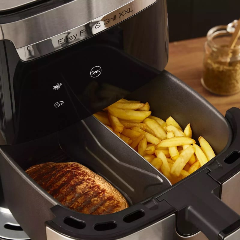 Уред за здравословно готвене Tefal EY801D15 Easy Fry & Grill XXL, 1830W, 6,5L, 8 програми, Без дим, Инокс