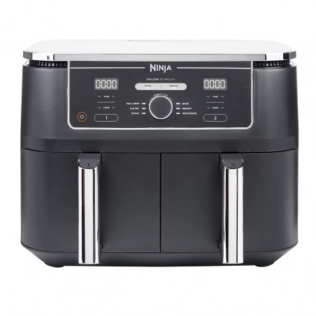 Фритюрник с горещ въздух Ninja AF400EU, 2470W, 9.5 л, 6 програми, 2 независими зони, Черен