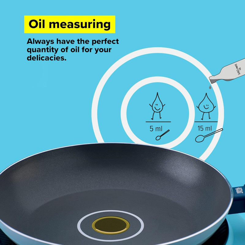 Тиган Тasty 678517, 28 см, Система за дозиране на олио, Алуминий, Незалепващо покритие, Син