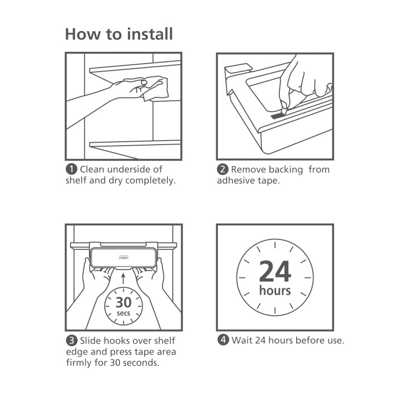 Чекмедже Joseph Joseph 85148, Прикрепване към рафт, Лесен монтаж чрез залепване, Пластмаса, Сив