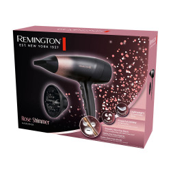 Сешоар Remington D5305 Rose Shimmer, 2200W, Йонизация, 110 км/ч струя, Cool Shot, Черен/Розов