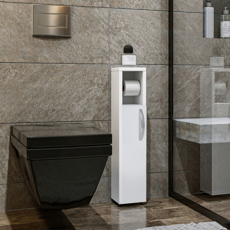 Шкаф за баня с поставка за тоалетна хартия Kalune Design 854KLN4302, 65х15 см, Меламиново покритие, Бял