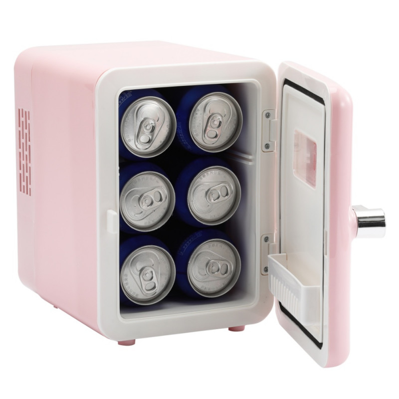 Хладилник мини бар KUMTEL HMFR-03, 4 литра, 42W, Свалящи се рафтове, Розов