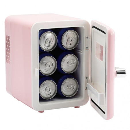 Хладилник мини бар KUMTEL HMFR-03, 4 литра, 42W, Свалящи се рафтове, Розов