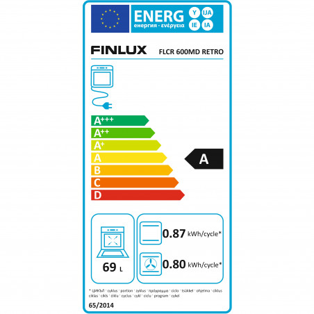 Готварска печка Finlux FLCR 600MD RETRO, 69L, 4 котлона, 8 програми, 250C, LED дисплей, Таймер, Шампанско