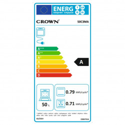 Готварска печка Crown 50C3MA, 50L, 4 котлона, 8 програми, 250C, Клас А, Индикатор за остатъчна топлина, Бял