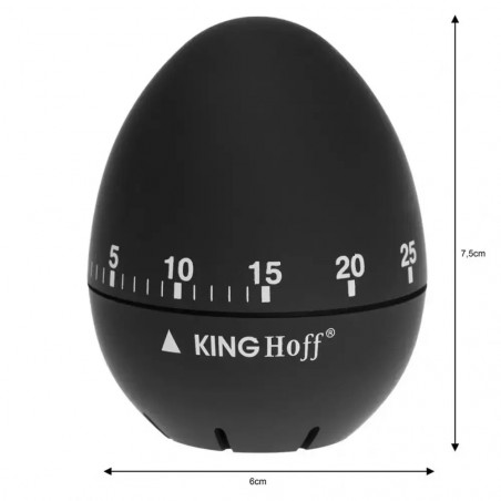 Кухненски таймер Kinghoff KH 1620, 60х75мм, Стомана, Гумено тяло, Черен