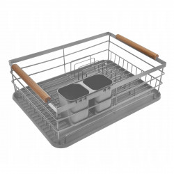 Сушилник за съдове Kinghoff KH 1729, Поставки за прибори, Дървени дръжки, Сив