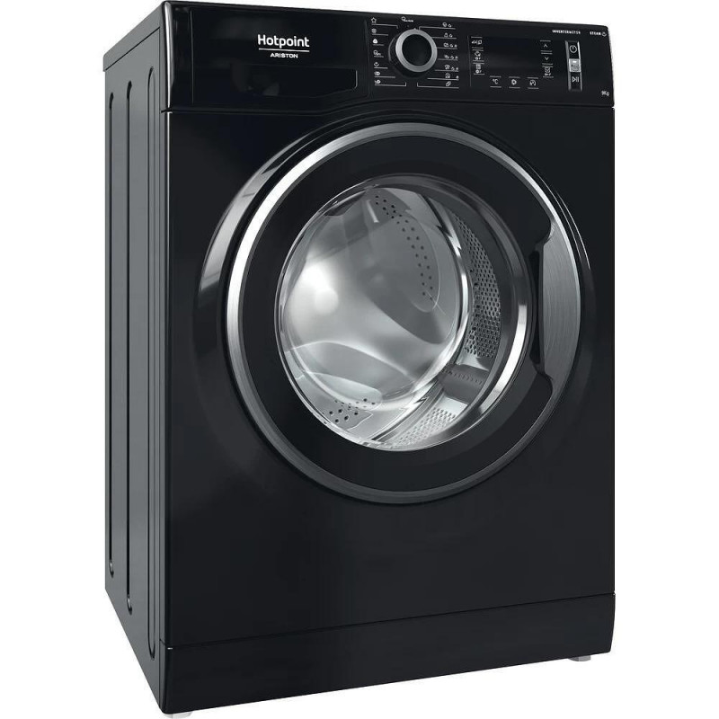 Пералня Hotpoint-Ariston NLCD 948 BS A EU, Клас A, Инверторен мотор, 1400 об/мин, 9 kg, LED дисплей, Таймер, 15 програми, Черен