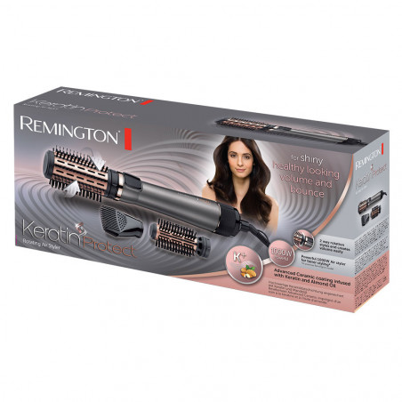 Четка за сушене и стилизиране Remington Keratin Protect AS8810, 1000W, Керамично покритие, Cool Shot, Сив