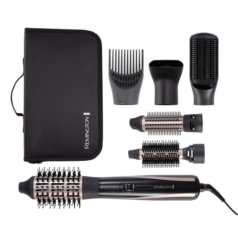 Четка за сушене и стилизиране Remington Blow Dry and Style AS7700, 1200W, Керамично покритие, Cool Shot, 6 приставки, Черен/Бежов