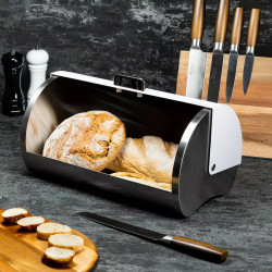 Кутия за хляб Klausberg KB 7270, 39 см, Без отпечатъци, Метална, Бял/сребрист