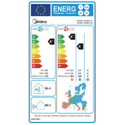 Инверторен климатик Midea Aurora MSAB-12NXD0-XI/MSAB-12N8D0-XO, 12000 BTU, A++,  До 25 м2, Wi-Fi, Нагревател на външното тяло, Golden Fin, Wi-Fi, Бял