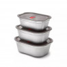 Кутия за храна Black+Blum Meal Prep FBSS-BX-M017, 900 ml, Правоъгълна, Подходяща за фурна, Без BPA, Неръждаема стомана, Сив/Червен