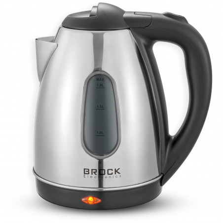 Електрическа кана Brock WK 0601 SS, 1500W, 1.8 л, Неръждаема стомана, Тройна защита, Инокс