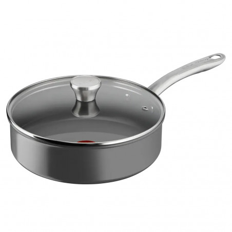 Дълбок Тиган Tefal C4243253 STP24LID, 24 см, Керамично покритие, Thermo-Signal, Thermo-Fusion, Thermo-Spot, Индукция, Сив