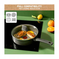 Дълбок Тиган Tefal C4243253 STP24LID, 24 см, Керамично покритие, Thermo-Signal, Thermo-Fusion, Thermo-Spot, Индукция, Сив