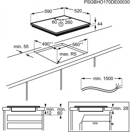 Керамичен плот за вграждане AEG IKE64471FB(ST), 7350 W, 4 зони, 15 степени, FlexiBridge, Hob2Hood, Индукционен, Черен