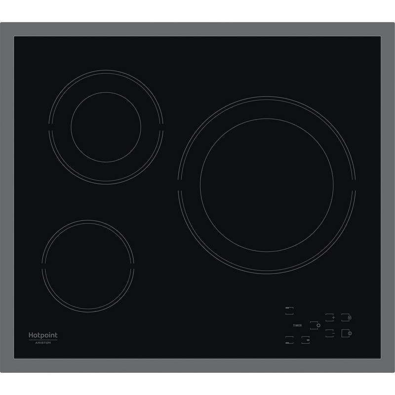 Керамичен плот за вграждане Hotpoint-Ariston HR 603X/1, 4500W, 4 зони, 9 степени, Таймер, Черен