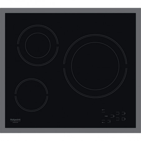 Керамичен плот за вграждане Hotpoint-Ariston HR 603X/1, 4500W, 4 зони, 9 степени, Таймер, Черен