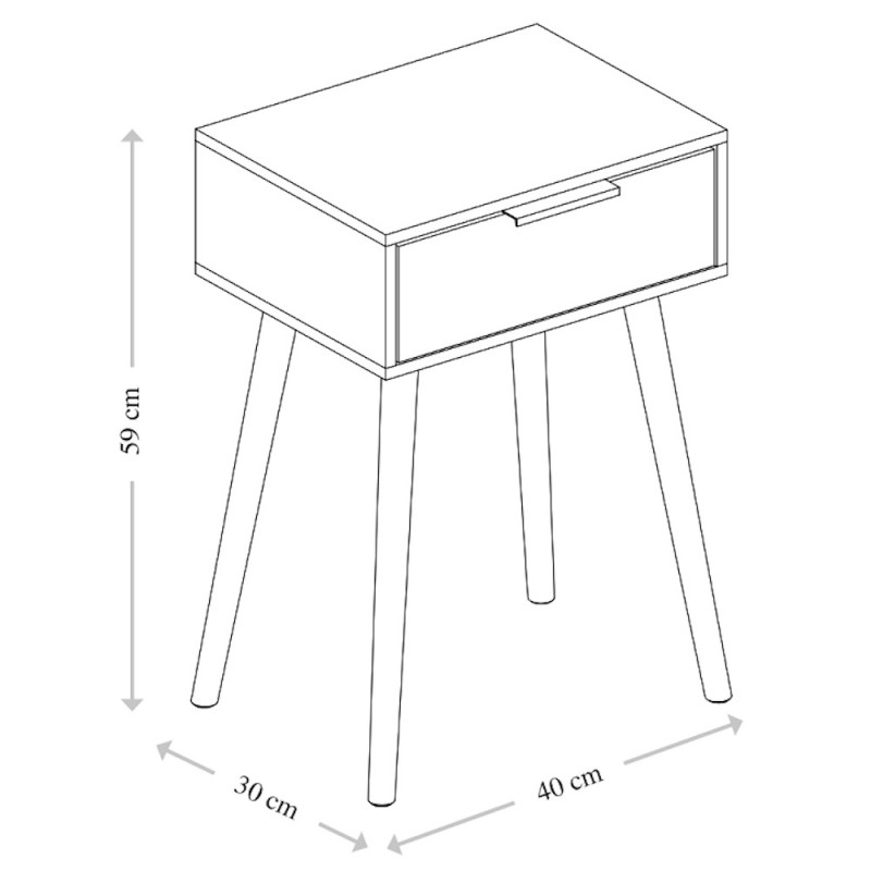 Нощно шкафче Kesper 15970, 1 чекмедже, Борова дървесина, Бял