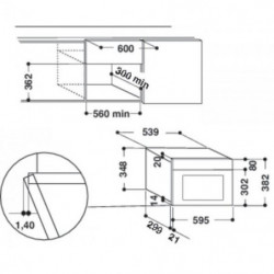 Микровълнова фурна за вграждане Whirlpool AMW 435/IX, 750W, 22 л, 4 нива, Jet Start, JetDefrost, Поддържане на топлина, Сребрист