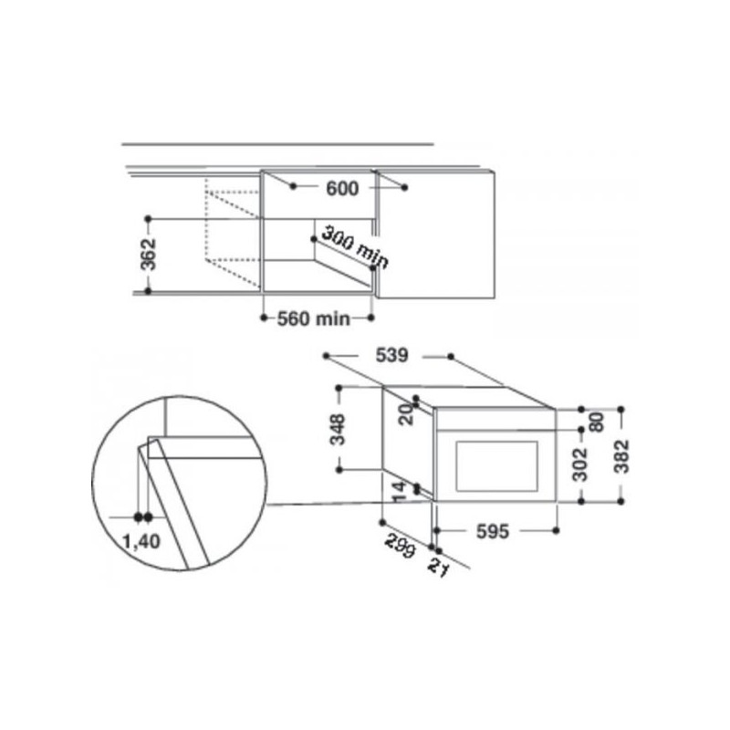 Микровълнова фурна за вграждане Whirlpool AMW 435/IX, 750W, 22 л, 4 нива, Jet Start, JetDefrost, Поддържане на топлина, Сребрист