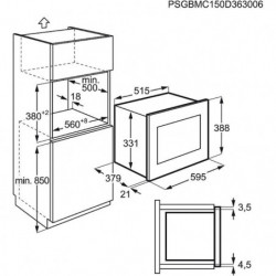 Микровълнова фурна за вграждане AEG MSB2547D-M, 1800 W, 8 нива, 23 л, Грил, LED Дисплей, Сензорно управление, Сребрист/черен