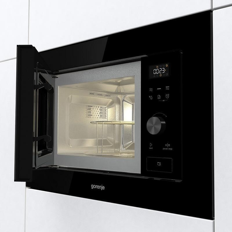 Микровълнова фурна за вграждане Gorenje BM201AG1BG, 20 л, 1000 W, 5 нива, Грил, 15 програми, Размразяване, Touch Screen, Черен