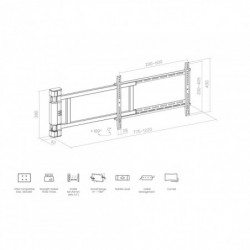 Таванна стойка за телевизор Crown WM50K75SWING, 32-55", До 50 кг, Черен