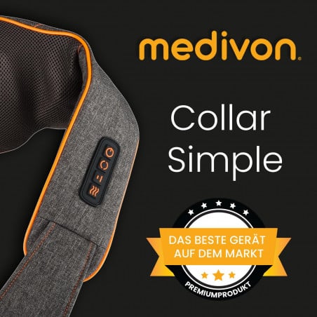 Шиацу масажор Medivon Collar Simple MD-R1505, 18 W, 8 глави, Таймер, Force Control, Затопляне, Сив