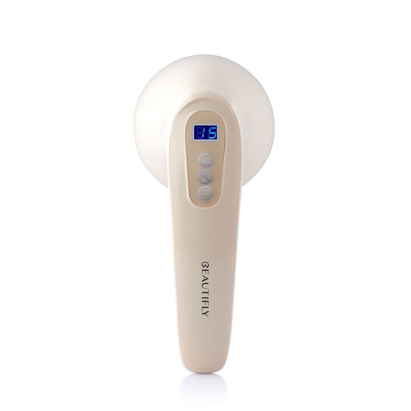 Ръчен антицелулитен масажор Beautifly B-Skinn Body, 16W, 3600 rpm/min, 12 режима, 10 нива, 8 приставки, LCD дисплей, Бежов