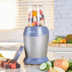 Нутри блендер Petra NutriMax, 6 ножа, 1000W, Купа 1 л, Без BPA, Сив/син