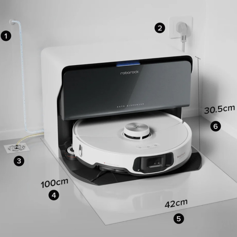 Прахосмукачка робот Roborock S8MVU02-00, Lidar, Wi-Fi, Гласови команди, 5200 mAh, 3D картографиране, Автономия до 180 мин, Бял