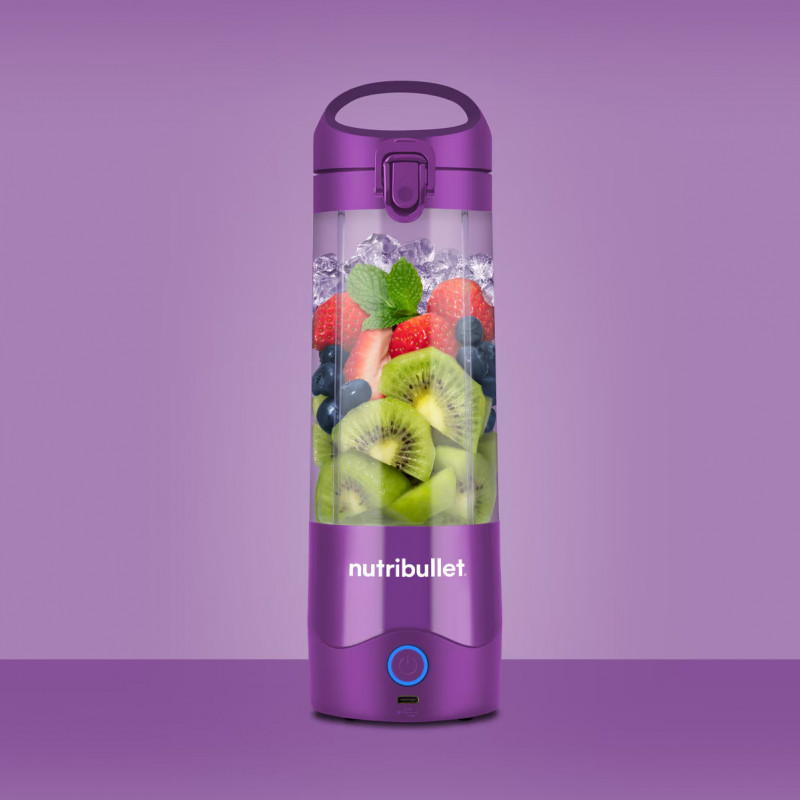 Преносим USB блендер Nutribullet NBP003PU, 2000 mAh, 475 ml, 4 ножа, Трошене на лед, До 15 цикъла, Лилав