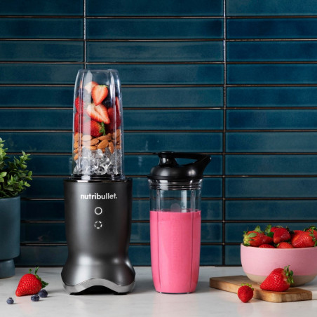 Блендер Nutribullet NB1206DGCC, 1200W, 900 мл, 1 скорост + Pulse, Сензорни бутони, Без BPA, Тъмносив/сребрист