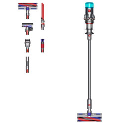 Вертикална прахосмукачка Dyson V12 Origin, 130W, 150AW, 0.35 л, 3 режима, 60 мин автономия, LCD, Сребрист/тюркоаз