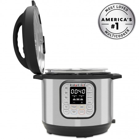 Мултикукър под нялагане Instant Pot DUO 6 112018201, 1000W, 5.7l, 13 програми, 7 функции, Система за безопасност, Сребрист/черен