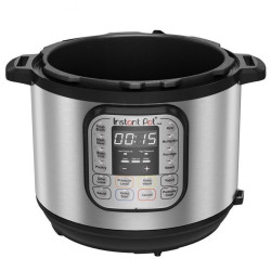 Мултикукър под нялагане Instant Pot DUO 6 112018201, 1000W, 5.7l, 13 програми, 7 функции, Система за безопасност, Сребрист/черен