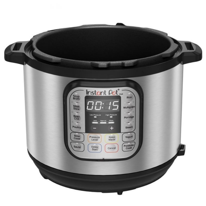 Мултикукър под нялагане Instant Pot DUO 6 112018201, 1000W, 5.7l, 13 програми, 7 функции, Система за безопасност, Сребрист/черен