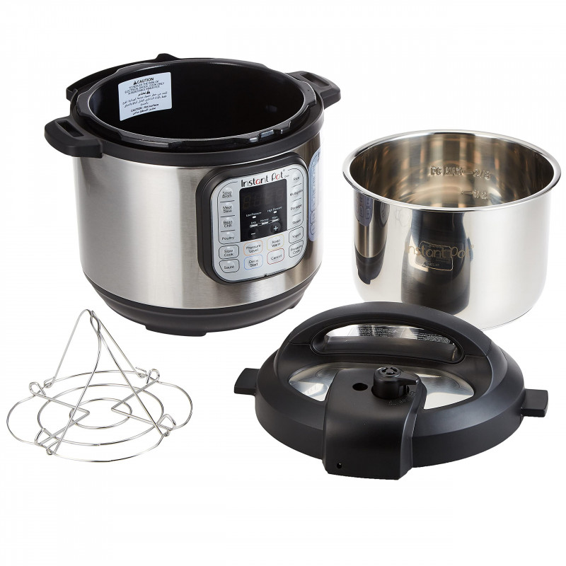 Мултикукър под нялагане Instant Pot DUO 6 112018201, 1000W, 5.7l, 13 програми, 7 функции, Система за безопасност, Сребрист/черен