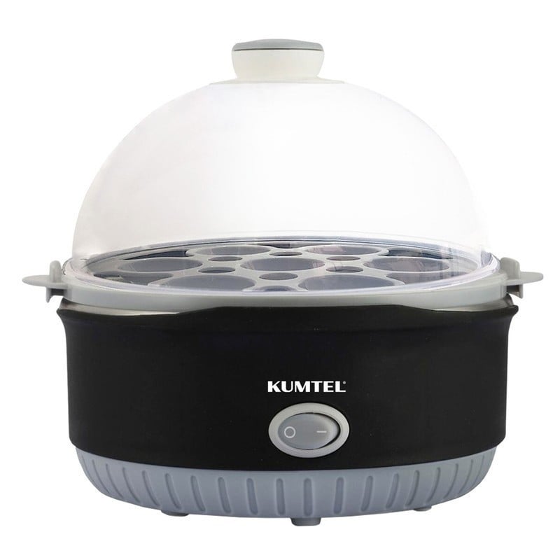 Яйцеварка KUMTEL HEB-01, 350W, 7 яйца, Индикатор за мощност, Черен/сив