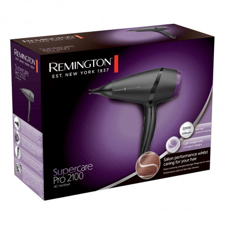 Сешоар Remington AC7100 Pro 2100, 2100W, 3 температури, 2 скорости, AC мотор, Керамична йонизираща решетка, Черен/лилав