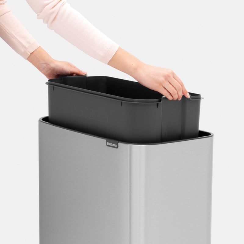 Кош за смет Brabantia Bo Touch 651115, 11/23 л, Леко затваряне, Противоплъзгаща основа, Устойчив на пръстови отпечатъци, Матов Инокс