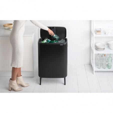 Кош за смет Brabantia Bo Touch Hi 1001260, 60 л, Повдигнат, Плавно и безшумно отваряне, Черен мат