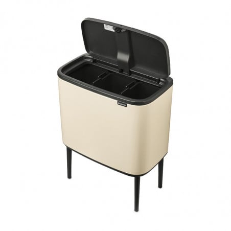 Кош за смет Brabantia Bo Touch 1005550, 3х11 л, Плавно и безшумно отваряне, Голям отвор, Бежов