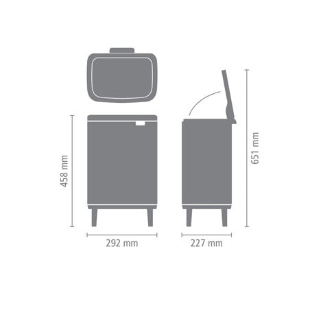 Кош за смет Brabantia Bo Small Hi 1006648, 12 л, Плавно и безшумно отваряне, Сив